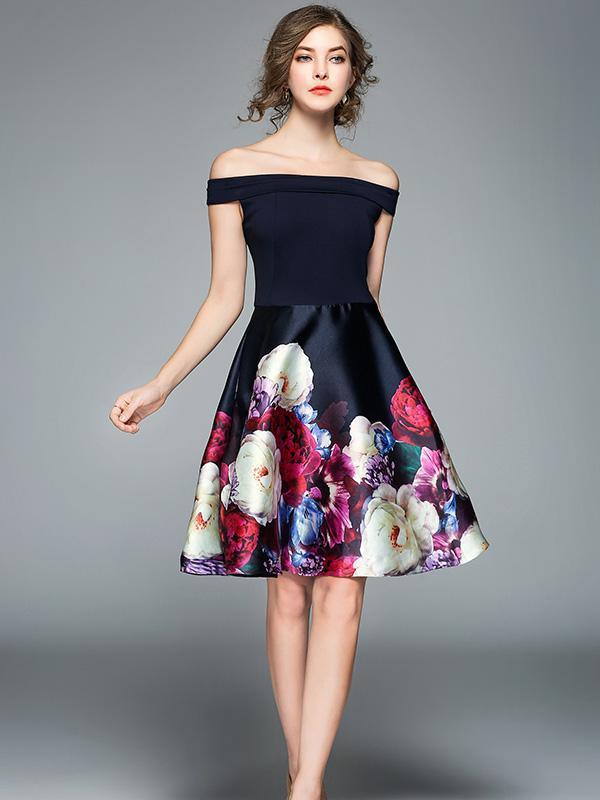 Elegant Printed Slim Fit Mini Dress