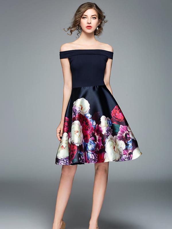 Elegant Printed Slim Fit Mini Dress