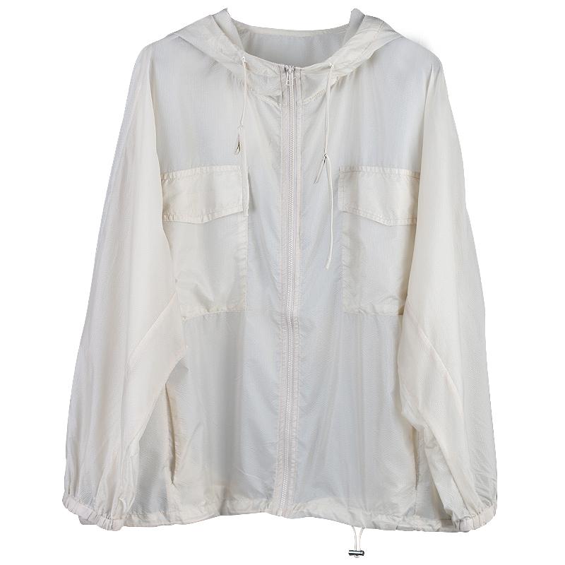 Zipper Hooded Long Sleeve Pockets Blouse