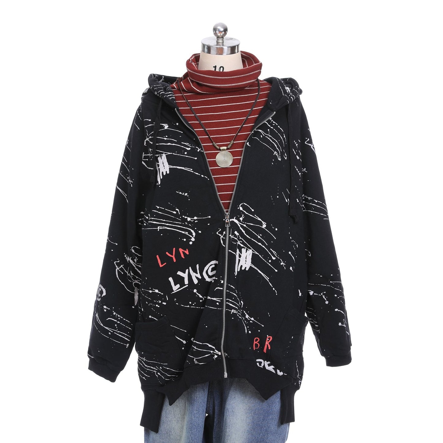 Zipper Hoodie And Loose Jeans Autumn Look