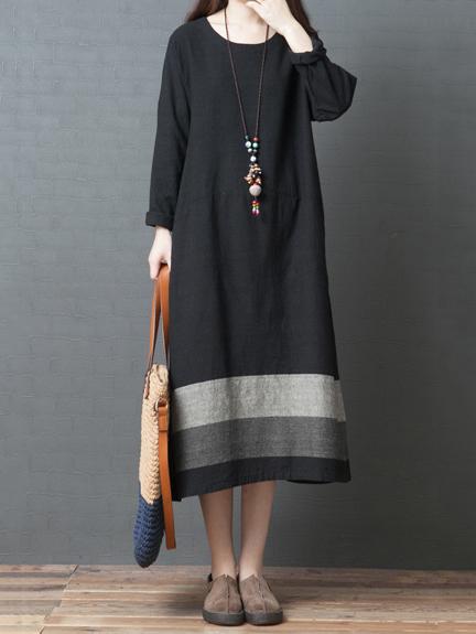 Ramie Cotton Loose Plus Size Midi Dresses