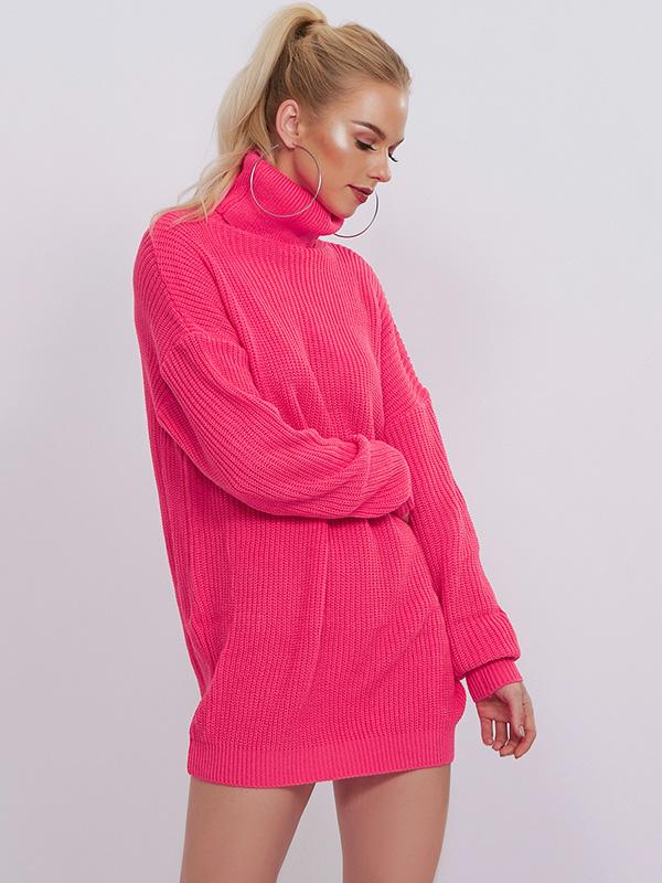 Printed High-Neck Loose Sweater