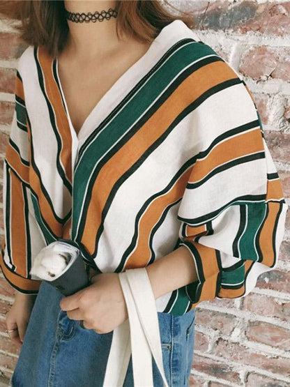 Cropped Striped Sexy Fashion Shirt Top