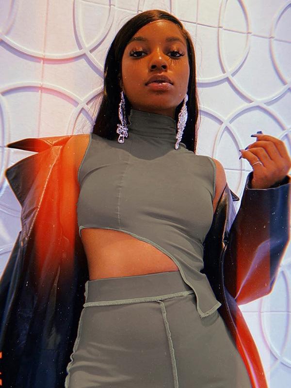 Fashion Solid Cropped Sleeveless Yoga Suits