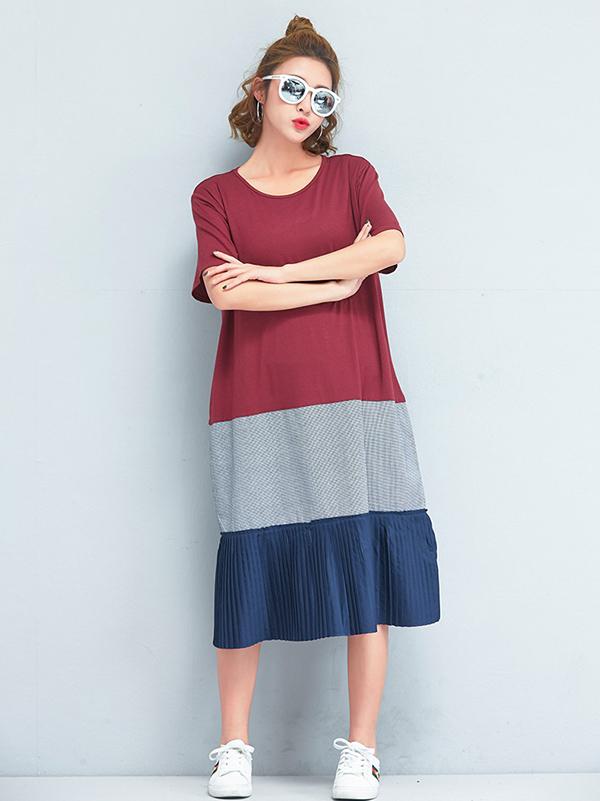 2019 Spring New Loose Split-joint Dress