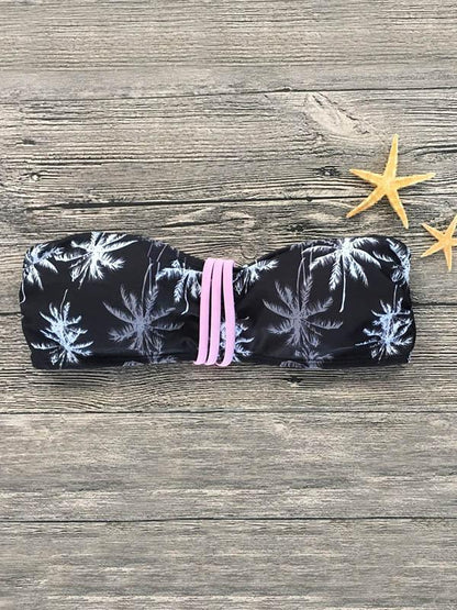 Bandeau Strapless Printed Bikini Swimsuit