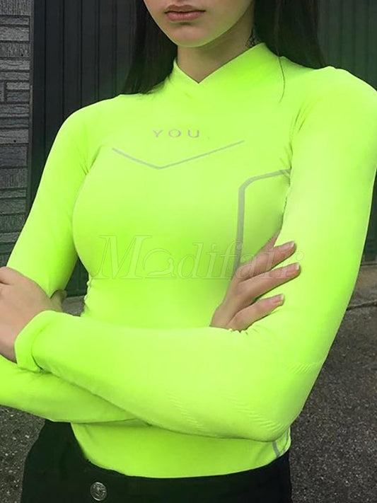 Letter Printed Long Sleeves Yoga Tee