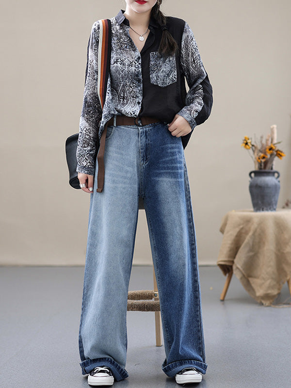 Casual Gradient Wide Leg Jean Pants