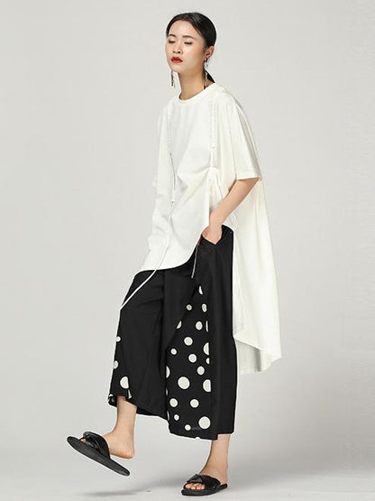 Retro Irregular Cotton Long T-shirt