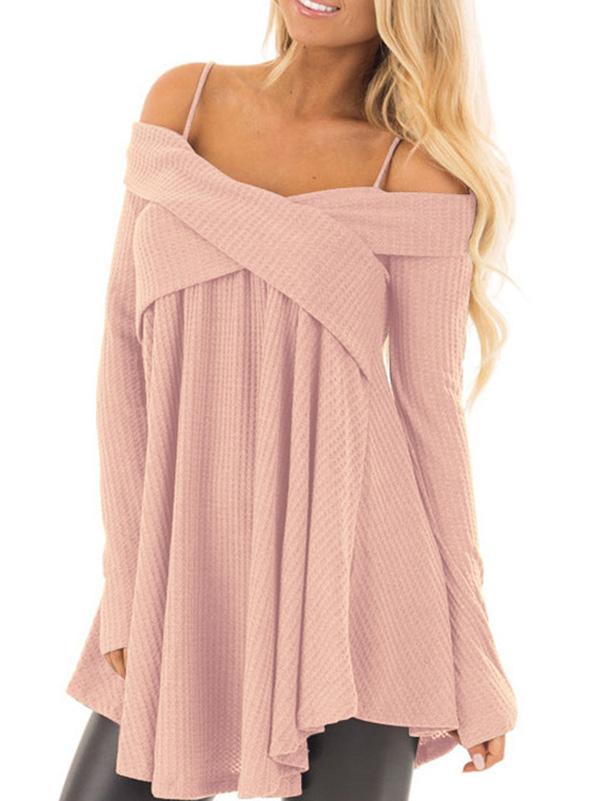 7 Colors Off-the-shoulder Blouses&Shirts Tops