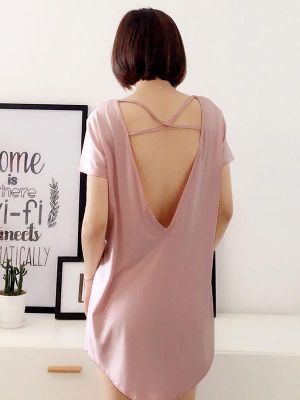 Leisure Solid V-Back Dress Pajama