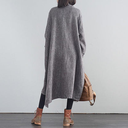 Buykud Pure Color Turtleneck Irregular Casual Dress