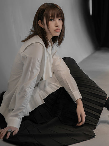 Stylish Solid Color Irregular Empire Waisted Pleated Skirts