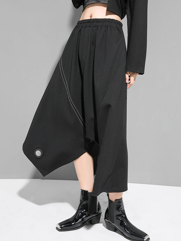 Urban Irregular Solid Color Elasticity Wide Leg Harem Pants