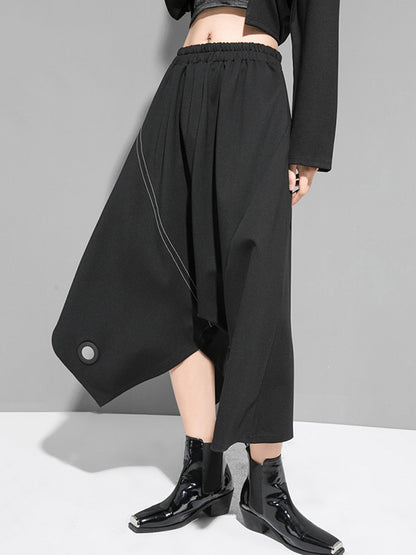 Urban Irregular Solid Color Elasticity Wide Leg Harem Pants