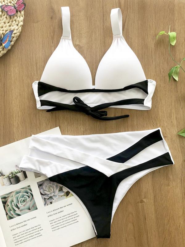 Split-Joint Bandage Split Bikini Swimsuit