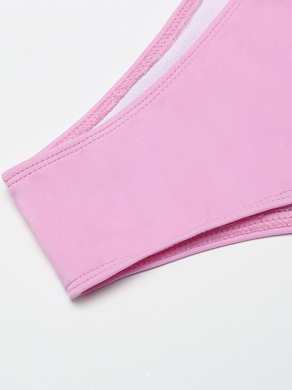 Plain Pink Triangle Bikini Set