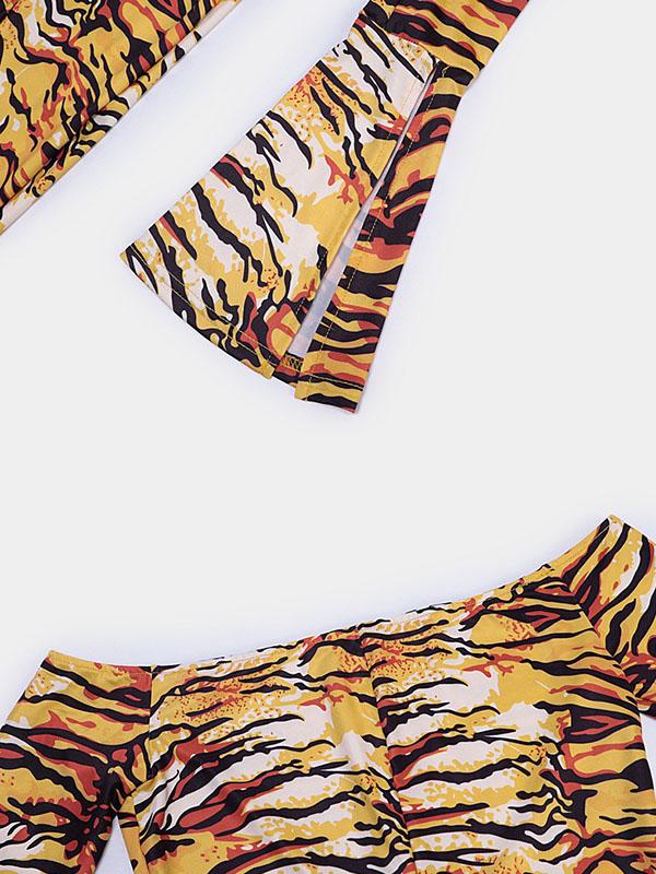 Sexy Printed Flared Sleeves Yoga Jumpsuits