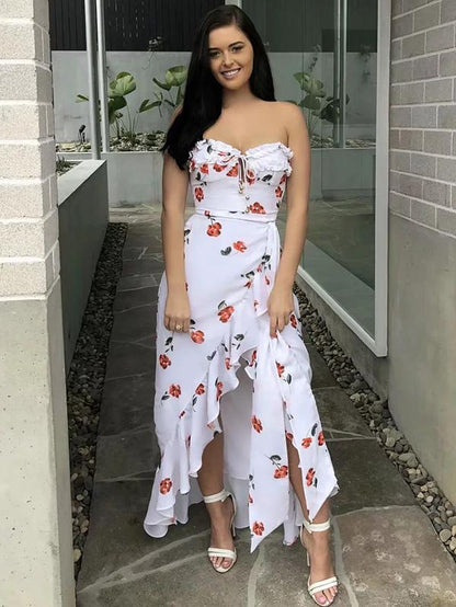Vacation Strapless Printed Maxi Dress