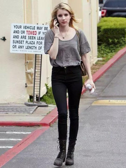 High-Rise Black Stretchy Casual Skinny Leg Pants