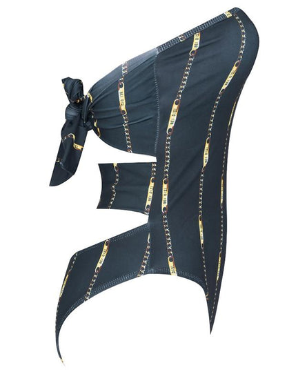 Dull Striped One-piece Swimwear