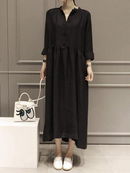 Ramie Cotton Loose Maxi Dresses