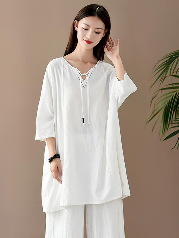 Simple Solid V-Neck T-Shirts Tops