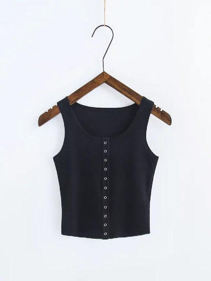 Round-neck Wrap Solid Casual Vest Top