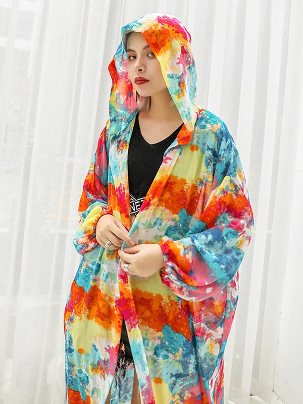 Loose Tie-dyed sun-proof Cover-up