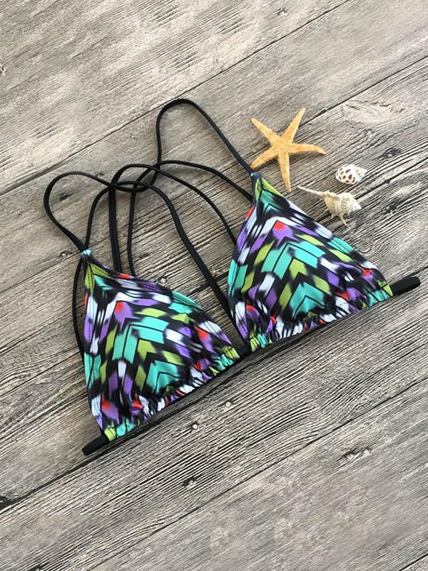 Printed Scrunch Lace Up Bikini Set