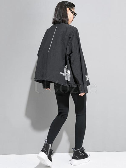 Boyfriend Style Floral Printed Zipper Jacket