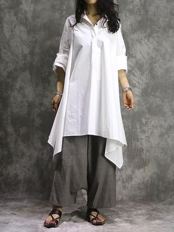 Solid Cropped Loose Shirt Top