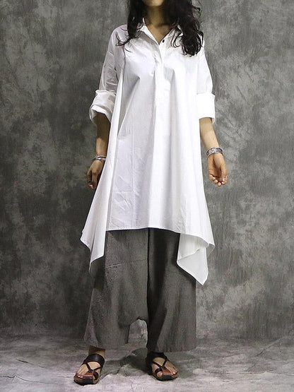 Solid Cropped Loose Shirt Top