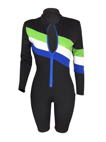 Striped Split-joint Skinny Leg Jumpsuits Bottoms