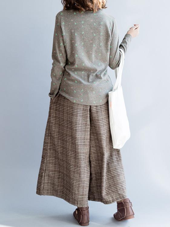 Floral Simple Long Sleeves Vintage Shirt Top