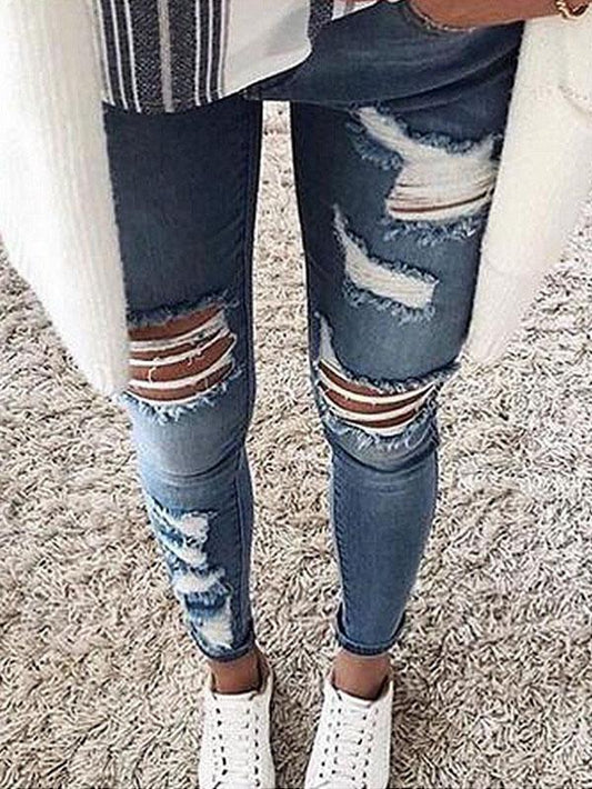 New Ripped Small Leg Jeans for Women