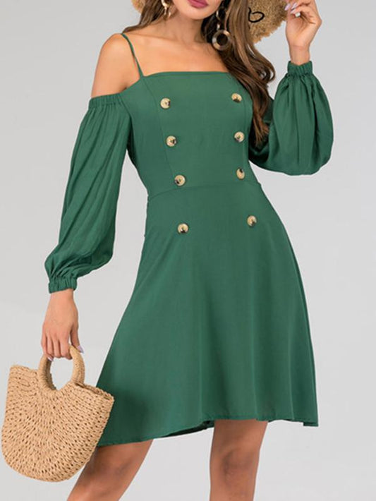 Going Out Fastener Solid Mini Dresses