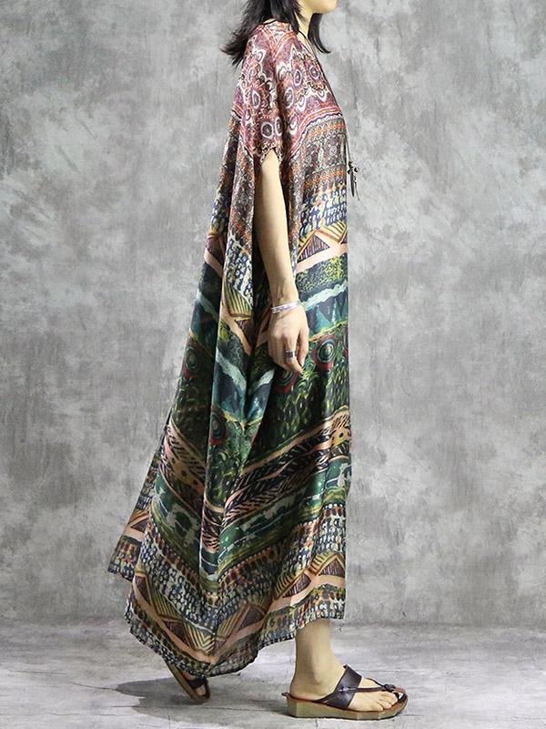 National Silk Batwing 2-Pieces Long Dress