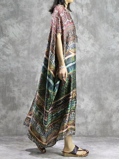 National Silk Batwing 2-Pieces Long Dress