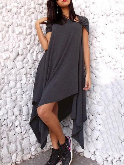 Casual Solid Cropped Midi Dresses