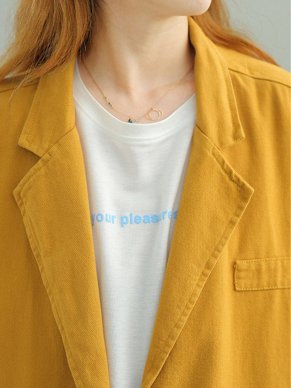 Simple Solid Color Buttoned Notched Collar Batwing Sleeve Outerwear