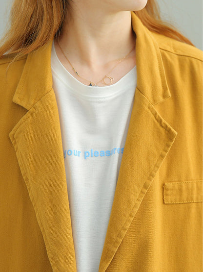 Simple Solid Color Buttoned Notched Collar Batwing Sleeve Outerwear