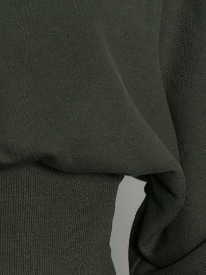 Simple Long Sleeves Green Split-Joint Sweatshirt Top