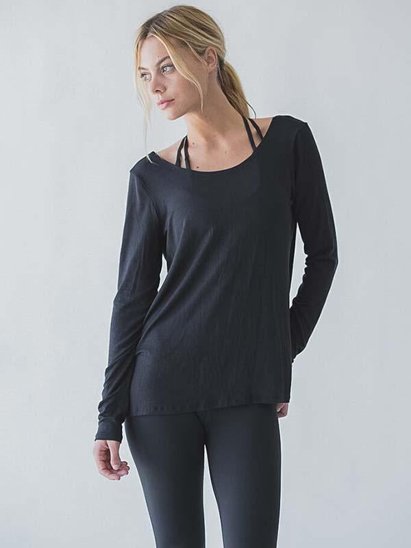 Solid Backless Loose Yoga Tee