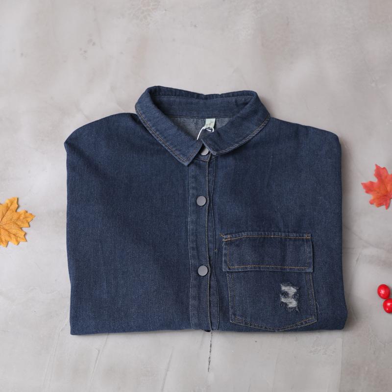 Buykud Frayed Casual Pure Color Loose Coat