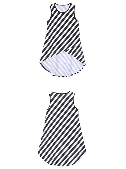 Asymmetric Striped High-low Sleeveless Vest