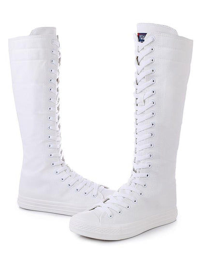 Casual High-top Side Zipper Mid high Canvas Boots