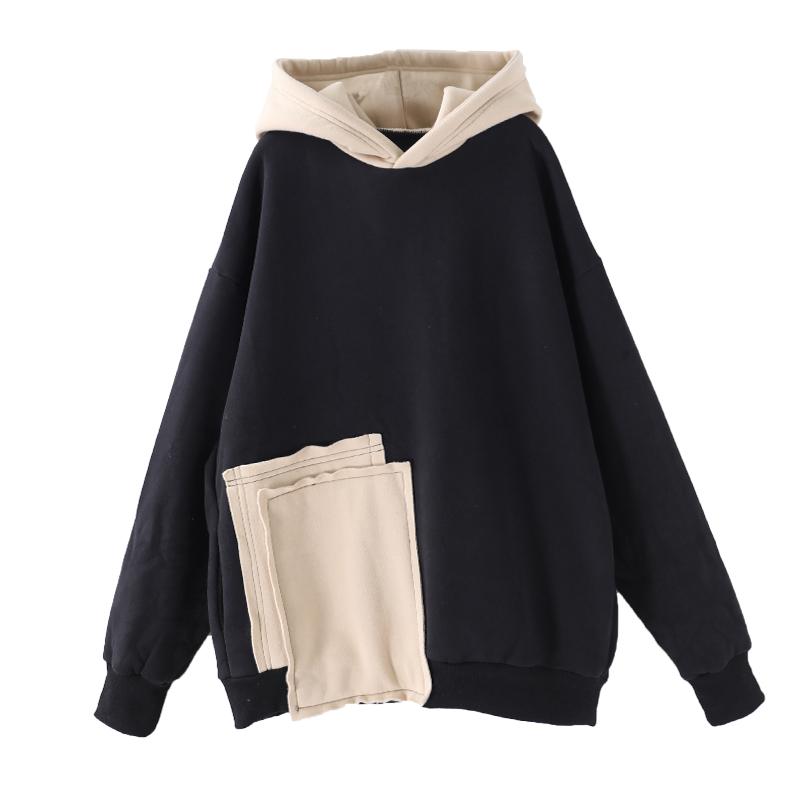 Buykud Autumn Casual Patchwork Thickened Hoodie