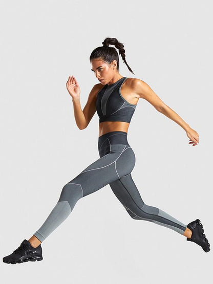 Solid Floral Split-joint Tee And Yoga Suits