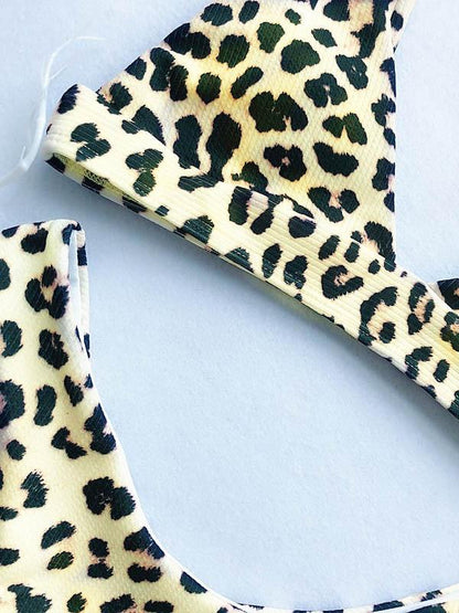 Leopard Printed Spaghetti-neck Bikini Set